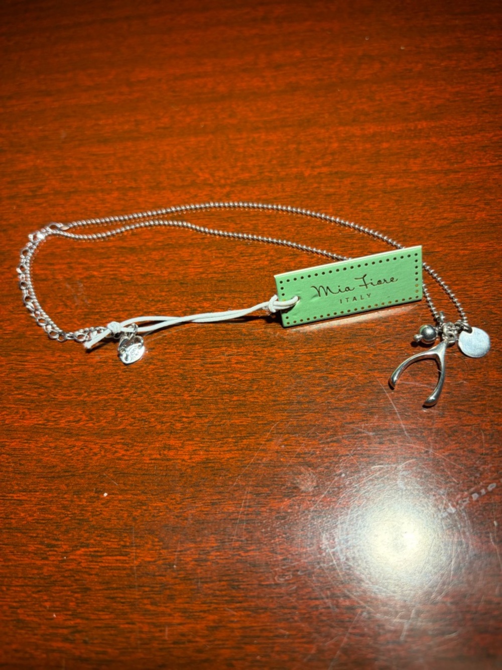 Mia Fiore Sterling Silver Wishbone Necklace - Made in Italy